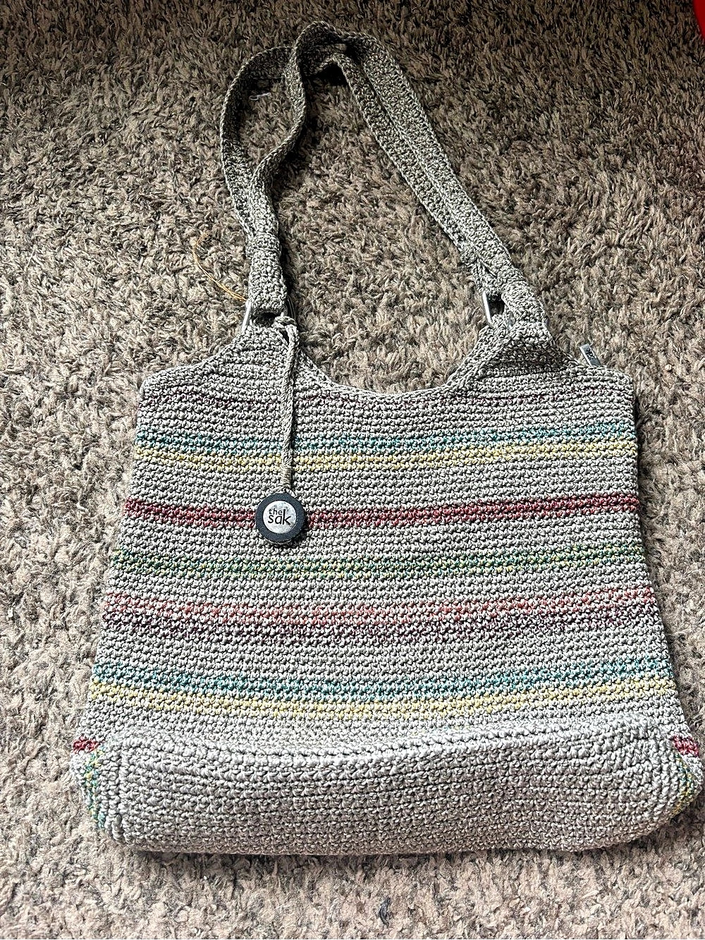 The Sak Sequoia Crochet Hobo Bag Gray & Multicolor